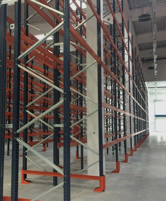 Assembly of industrial shelving, pallet racking systems